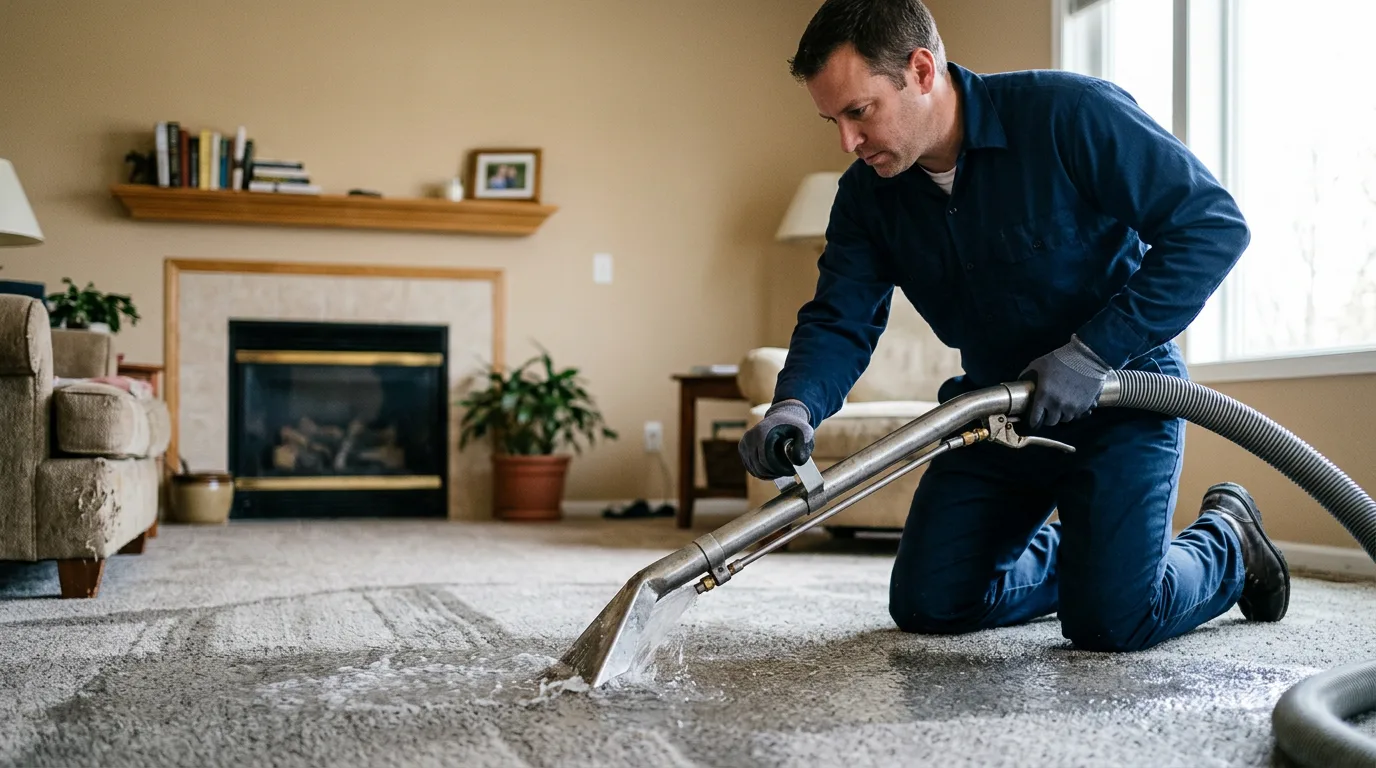 Water damage restoration technician working near Gilbertsville, NY